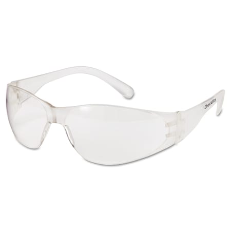 Mcr Safety Checklite Safety Glasses, Clear Frame, Clear Lens, PK12 CL010